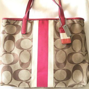 Coach Hamptons Weekend Signature Stripe Tote